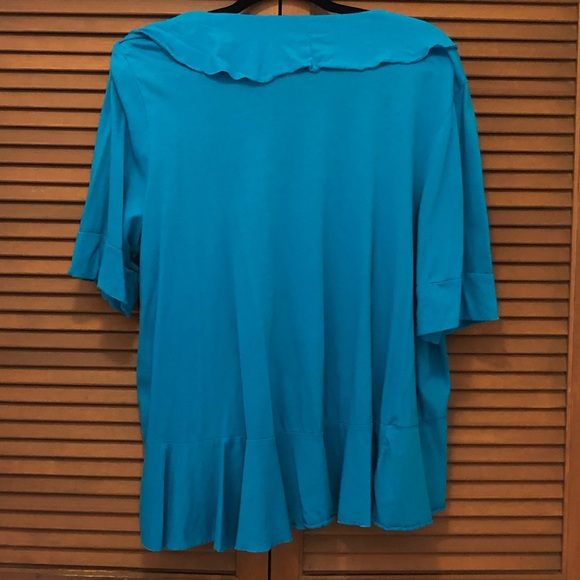 Lane Bryant blue ruffle trim cardigan 22/24 - Picture 6 of 8